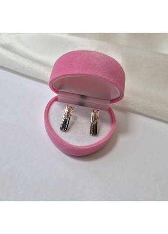 Срібні сережки з Білими каменями срібло 925 проби Родоване із золотою пластиною 1672с 2.00г Nobrand (366870935)