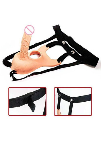 Анальный фаллоимитатор на ремне для двойного проникновения Lovetoy Vibrating Unisex 10 режимов вибрации No Brand (366892057)