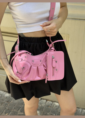 Женская сумка 10270 багет кросс-боди розовая No Brand (299279303)