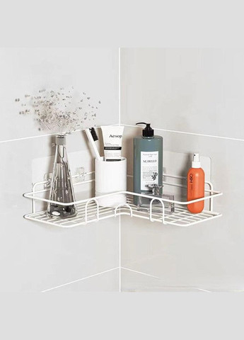 Кутова настінна поличка для ванної самоклеюча біла (NR0147_2) No Brand (315885392)