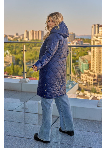 Синяя демисезонная куртка стеганая плащевка лаке,синтепон 150,с капюшоном,карманами Україна