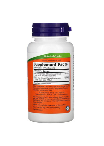 Натуральная добавка Pine Bark Extract 240 mg, 90 вегакапсул Now (294929751)