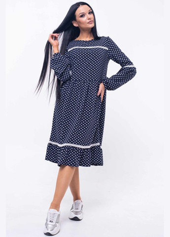 Синее повседневный бохо-платье свободного силуэта с кружевом, рукавами и завязкой на спинке 2/2 (вл 10.2-82/18) RiMari