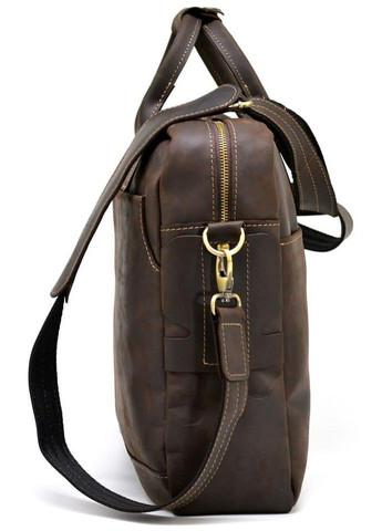 Сумка портфель через плечо для мужчин из натуральной кожи для документов А4 с отделением для ноутбука Коричневый 40474 TARWA (361400993)