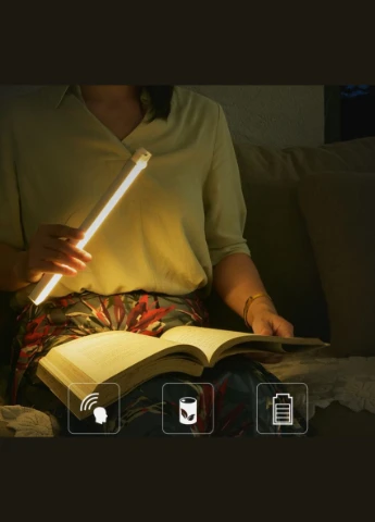 LED світильник акумуляторний 20 см з датчиком руху бездротовий USB на кнопці, тепле світло No Brand (392287292)