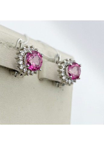Сережки срібні з рожевим топазом 4,6 г No Brand (369737402)