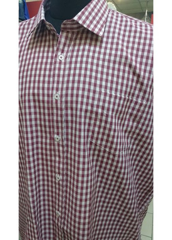 Сорочка чоловіча клітинка великого розміру кишеня 5XL бордо Zermon (351481015)