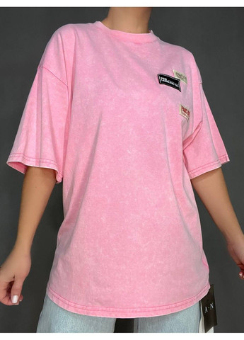 Футболка женская A-N 25012 удлиненная оверсайз с нашивками патчами впереди one size No Brand - (316578224)