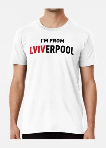 Біла чоловіча патріотична футболка з принтом i`m from lviverpool львів Stedman
