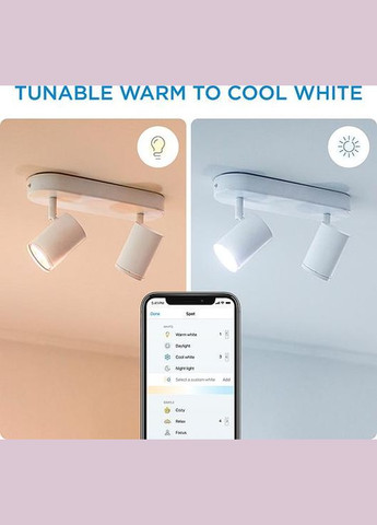 Світильник точковий накладний розумний IMAGEO Spots, 2х5W, 2200-6500K, RGB, Wi-Fi, WiZ (315503719)