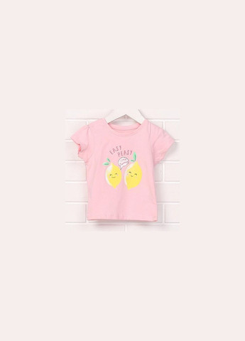 Розовая демисезонная футболка хлопковая з принтом для девочки bdo60330 Primark
