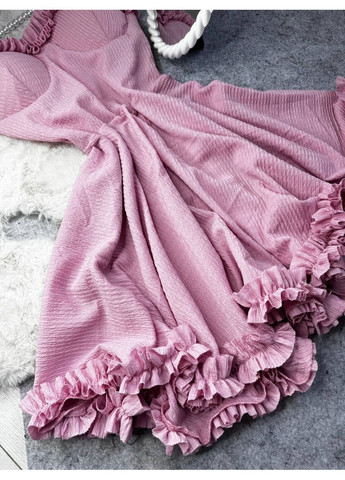 Розовое кэжуал эффектное платье с чашечками без рукава розового цвета No Brand однотонное