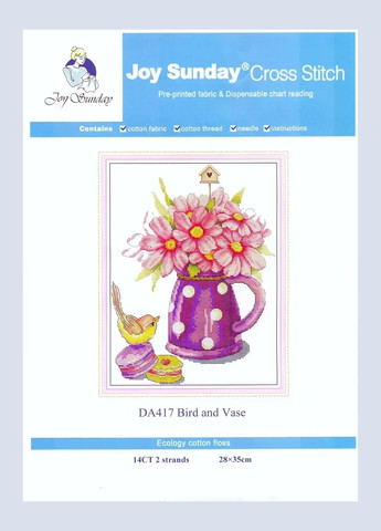 Набор для вышивания по нанесённой на канву схеме "Bird and Vase ".AIDA 14CT printed, 28*35 см Joy Sunday (313614254)