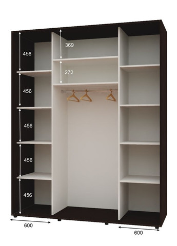 Шкаф-купе двухдверный Комфорт Мебель 180*60*240 см Венге 2 двери Зеркало Макси Комфорт Меблі (360471461)