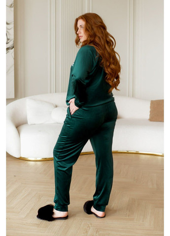 Смарагдова жіночий велюровий домашній костюм/піжама Osoblyva