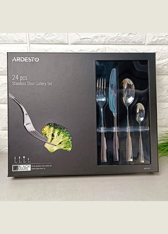 Набір квадратних столових приладів 24пр з нержавіючої сталі (ar0724TS) Ardesto (303209878)