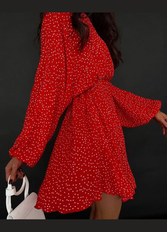 Червона повсякденний, коктейльна, вечірня, кежуал жіноча сукня No Brand в горошок