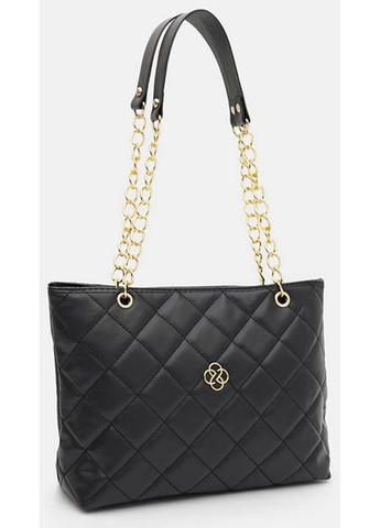 Сумка шоппер жіноча з екошкіри на плече на ланцюжку середня Чорний 39078 Monsen (353302667)