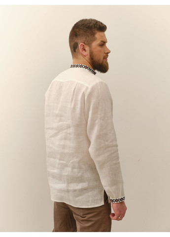 Біла лляна вишиванка для чоловіка григорій біла MOTYV візерунок орнамент льон (360999070)