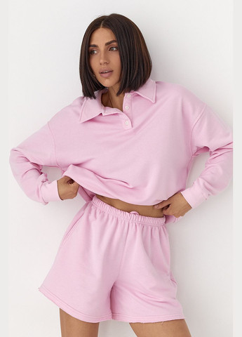 Костюм із шортами та світшотом-поло - рожевий Lurex (330988630)