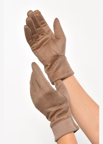 Рукавички жіночі замшеві на штучному хутрі сенсорні кольору мокко Let's Shop (302660493)