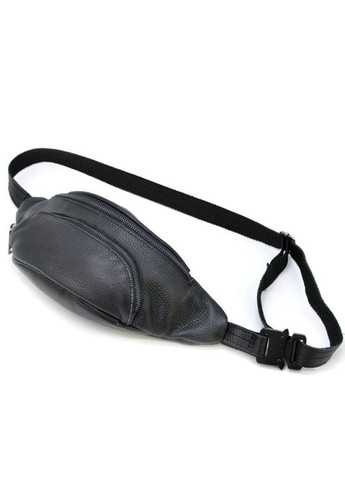 Чоловіча сумка-бананка з телячої шкіри з одним великим відділенням чорна TARWA (302315099)