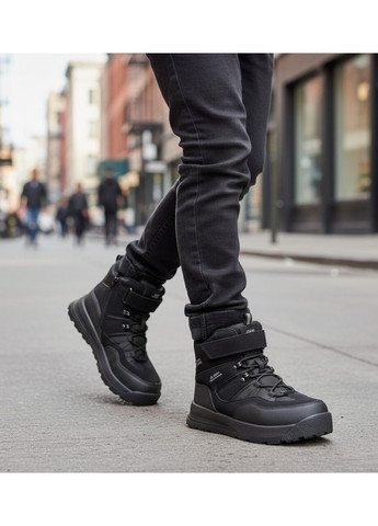 Черные спортивные, повседневные, кэжуал зимние подростковые зимние дутики на овчине для мальчика, термоботинки на овчине для мальчика, зимние ботинки для подростка Biki