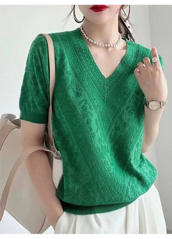 Жіноча трикотажна футболка з V-подібним вирізом Чорний Number Nine - (363261732)