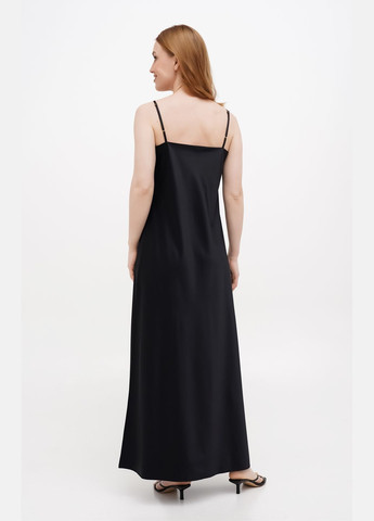 Чорна коктейльна, вечірня шовкова сукня-комбінація "lili" з боковим розрізом сукня-комбінація Fayna однотонна
