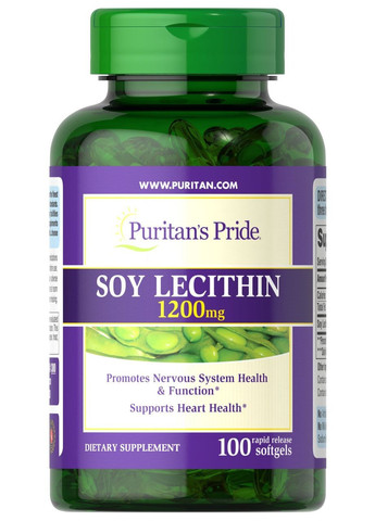 Соевый лецитин 1200 мг Soy Lecitine 100 желатиновых капсул Puritans Pride (286784209)