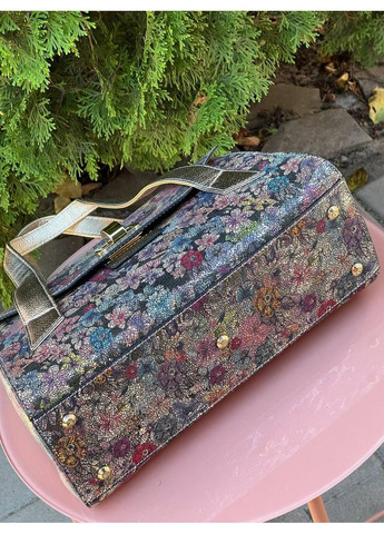 Женская сумка Турция натуральная кожа цветочный принт с золотом на две ручки Karya (354338030)