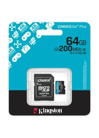 Карта памяти 64GB microSDXC class 10 UHS-I U3 V30 A2 Canvas Go Plus G4 (SDCG4/64GB) Kingston (400754877)
