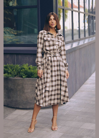 Бежевое повседневный платье ST-Seventeen однотонное