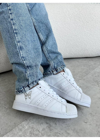 КРОССОВКИ ЖЕНСКИЕ ADIDAS SUPERSTAR FLY WHITE SILVER АДИДАС СУПЕРСТАР No Brand белые демисезоны (368869708)