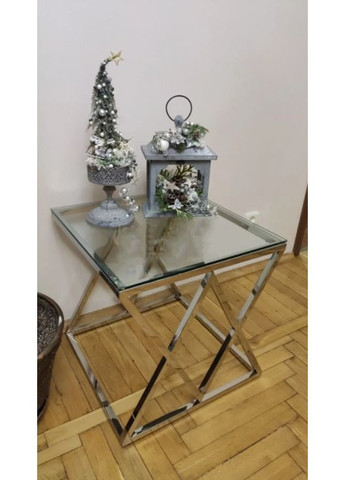 Журнальний стіл Zegna B 55х55 Прозорий / Срібний ZEGNABS Signal (372178114)