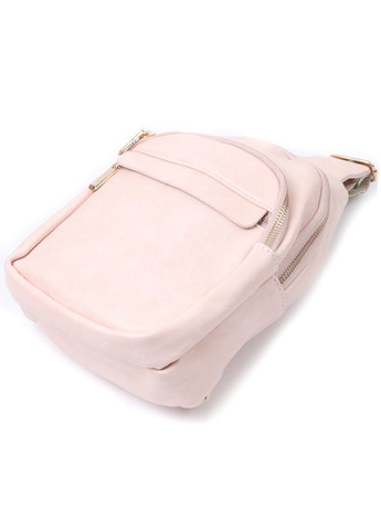 Жіноча слінг-сумка з екошкіри з кишенями та регульованим ремінцем рожева (sku_22766) No Brand (329853215)