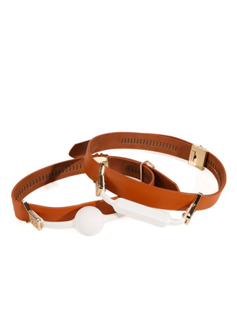 Шкіряний кляп з 2-ма насадками Ball-Gag & Gag-bite Set – Brown Lockink (305589978)