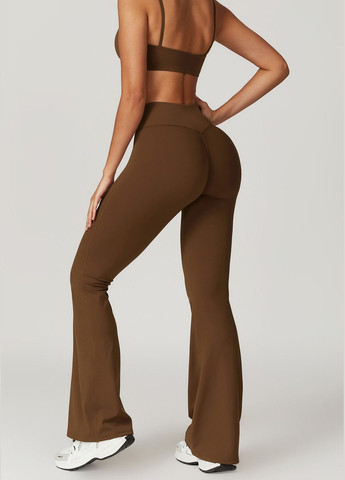 Черные спортивные женские брюки клеш, однотонный, высокая талия, для спорта, йоги, фитнеса, бега и активного отдыха Strunka (328558754)