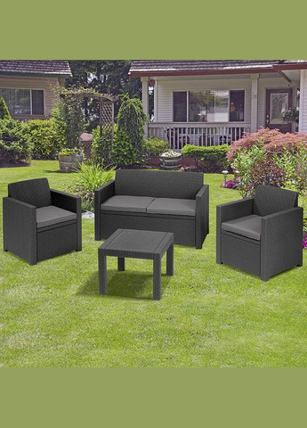 Комплект садових меблів Keter ALABAMA (2 крісла, диван, стіл) (17199240) Коричневий Allibert (367982828)