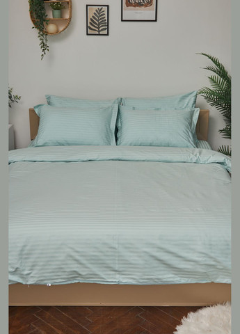 Комплект постільної білизни King Size 220x240 наволочки 2х70х70 Satin Stripe (MS-820000597) Moon&Star Stripe Mint (284416104)