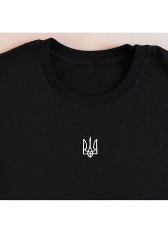 Чёрная черная с трезубцем на груди как у президента, модная мужская футболка с трезубцем патриотическая, 52 хлопок (299924815)