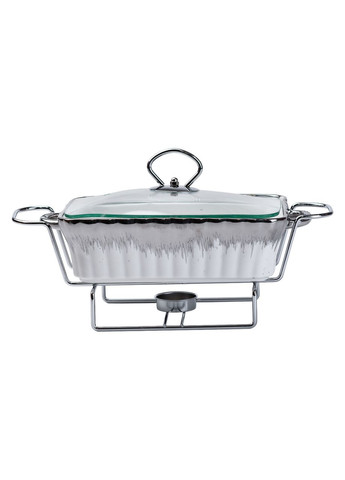 Мармітниця керамічна прямокутна 1 л зі скляною кришкою, хром Yiwu (315636772)