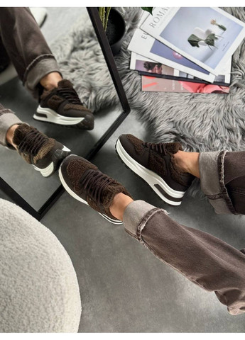 Зимние женские кроссовки No Brand тёмно-коричневые зима (367684602)