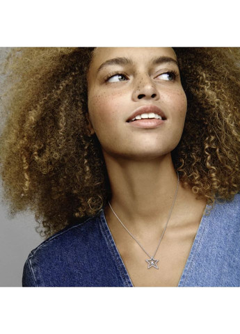 Серебряное колье с кулоном Пандора "Блестящие пластины pavé" Пандора Kabluchka (355462903)