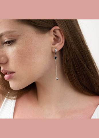 Серебряные серьги Клевер с колокольчиками (эмаль) 122788 Oniks (264022569)