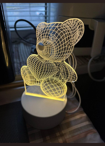 Ночник 3D LED "Мишка с Сердечком" – Декоративная лампа с подсветкой No Brand (346440099)