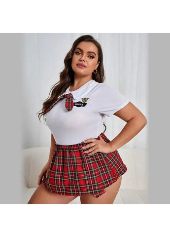 Женский эротический костюм ученица Plus size, Комплект для ролевых игр, Сексуальный набор для удовольствия No Brand костюм учениця Plus size білий з червоним (354331191)