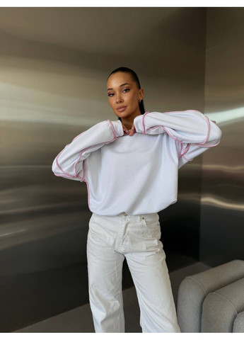 Белый женский свитшот с контрастными швами MonCher (361057404)