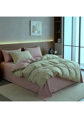 Постільна білизна Євро Ніжно комплект із квітковим принтом 200x230 см Colorful Home (393983632)