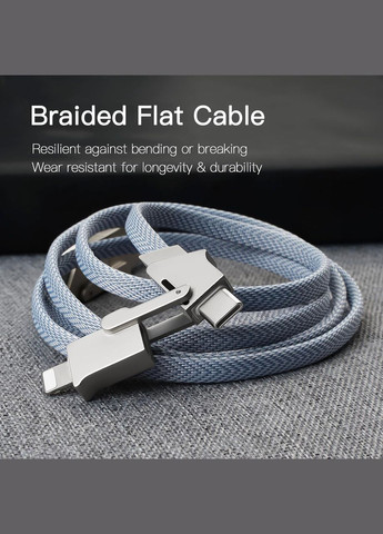 Кабель для швидкої зарядки та передачі даних USB Lightning Type-C сірий 1м, 4в1 100W No Brand (331162451)